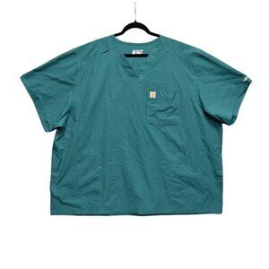 Carhartt Mens 5XL Teal Modern Fit‎ V-Neck Scrub Top Nursing Medical